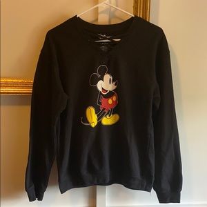 Disney Mickey Mouse Black Sweatshirt VNeck Detail